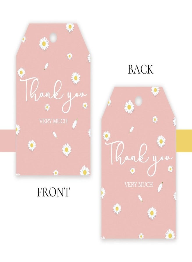 FORSHEEP 50pcs Daisy Thank You Tags, Flower Gift Tag with String for Wedding Party, Floral Thank You Paper Tags for Girl Birthday/Garden Themed Party Favors - Image 4